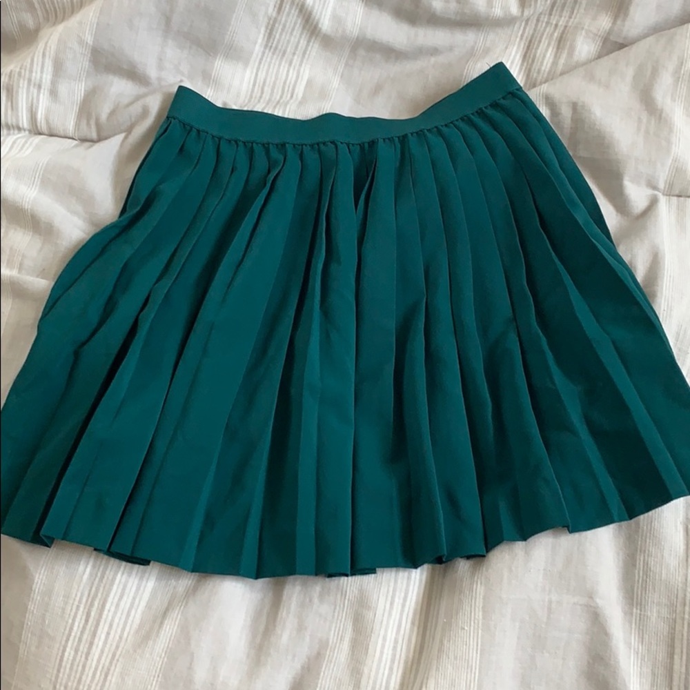 Green pleated chiffon mini